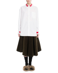 Simone Rocha Pleated Velvet A Line Skirt Khaki