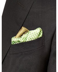 Lanvin Hounds Tooth Print Silk Pocket Square