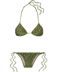 Olive Polka Dot Bikini Top