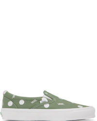 Olive Polka Dot Canvas Slip-on Sneakers