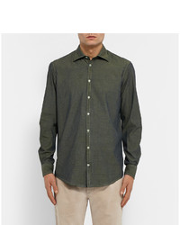 Massimo Alba Slim Fit Pin Dot Iridescent Cotton Shirt