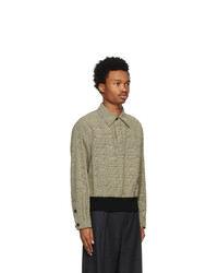 Dries Van Noten Black And Yellow Houndstooth Long Sleeve Polo