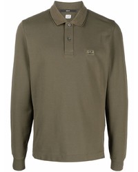 C.P. Company Embroidered Logo Longsleeved Polo Shirt