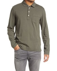 Billy Reid Pensacola Long Sleeve Organic Cotton Pocket Polo In Washed Green At Nordstrom