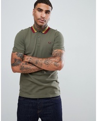 Fred Perry Bold Tipped Pique Polo In Light Khaki