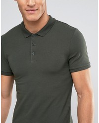 Asos Extreme Muscle Jersey Polo Shirt In Green