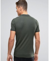Asos Extreme Muscle Jersey Polo Shirt In Green