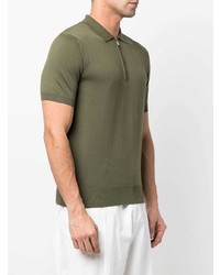 Canali Fine Knit Zipped Polo Shirt