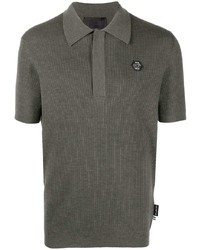 Philipp Plein Istitutional Ribbed Knit Polo Shirt
