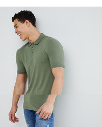 ASOS DESIGN Longline Muscle Fit Jersey Polo In Green