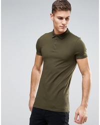 ASOS DESIGN Longline Muscle Fit Jersey Polo In Green With S