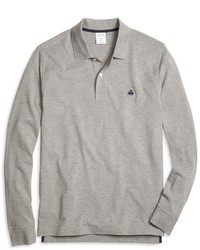 Brooks Brothers Slim Fit Long Sleeve Heathered Polo Shirt