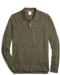 Brooks Brothers Slim Fit Long Sleeve Heathered Polo Shirt
