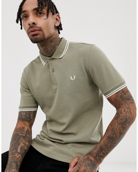 Fred Perry Twin Tipped Logo Polo In Green