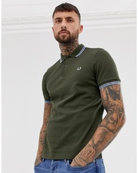 Fred Perry Twin Tipped Polo In Khaki