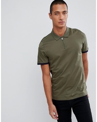 Ted Baker Zipped Polo Shirt With Stretch In Khaki
