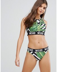 Missguided Tropical Leaf Print Bikini Top