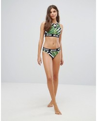 Missguided Tropical Leaf Print Bikini Top