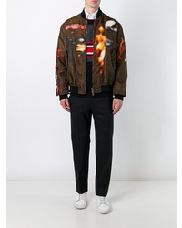 Givenchy Freedom Print Paneled Bomber Jacket Green