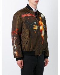 Givenchy Freedom Print Paneled Bomber Jacket Green