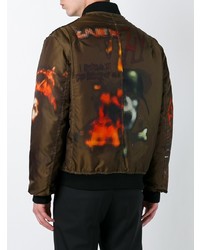 Givenchy Freedom Print Paneled Bomber Jacket Green