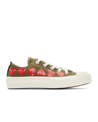 Olive Print Canvas Low Top Sneakers
