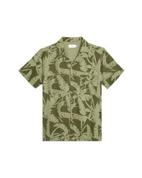 Olive Print Chambray Short Sleeve Shirt