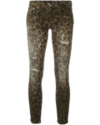 R 13 R13 Leopard Print Skinny Jeans