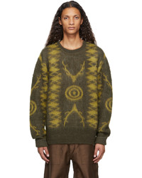 South2 West8 Khaki Green Loose Mohair Sweater