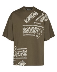 Palm Angels Bandana Print Cotton T Shirt