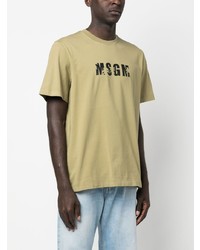 MSGM Distressed Logo Print T Shirt
