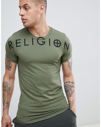 Religion Extreme Muscle Fit T Shirt In Khaki