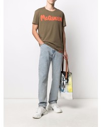 Alexander McQueen Graffiti Logo Print T Shirt