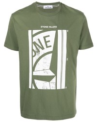 Stone Island Graphic Print Cotton T Shirt