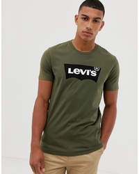 Levi's Heavy Print Batwing Logo T Shirt In Olive