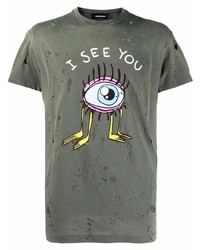 DSQUARED2 I See You Distressed Cotton T Shirt