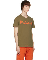 Alexander McQueen Khaki Graffiti T Shirt