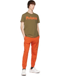 Alexander McQueen Khaki Graffiti T Shirt