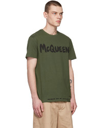 Alexander McQueen Khaki Graffiti T Shirt