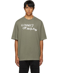 Marcelo Burlon County of Milan Khaki Tempera Script T Shirt