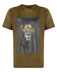 Billionaire Lion Print Cotton T Shirt
