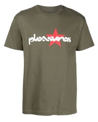 Pleasures Logo Print Short Sleeved T Shirt