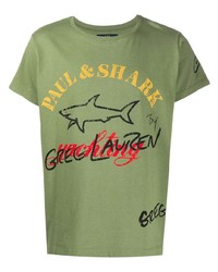 Greg Lauren X Paul & Shark Logo Print T Shirt