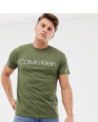 Calvin Klein Logo T Shirt In Olive At Asos