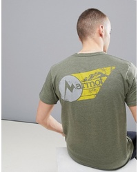 Marmot Marwing T Shirt With Chest Logo In Olive Green