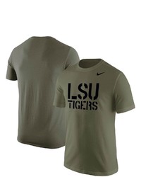 Nike Olive Lsu Tigers Stencil Wordmark T Shirt