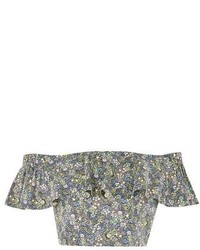 Olive Print Cropped Top