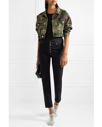 RE/DONE Cropped Camouflage Print Denim Jacket