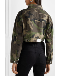 RE/DONE Cropped Camouflage Print Denim Jacket