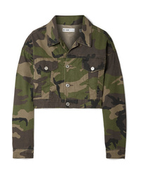 RE/DONE Cropped Camouflage Print Denim Jacket